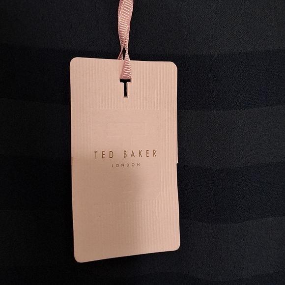 Ted Baker Linnie Asymmetrical Stripe Midi Dress Navy Drawstring Waist NWT - Picture 9 of 9